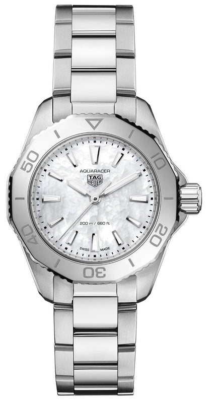 Buy Shop Tag Heuer Aquaracer Professional 200 Quartz Mother of Pearl Dial Silver Steel Strap Watch for Women - WBP1418.BA0622 USA Online