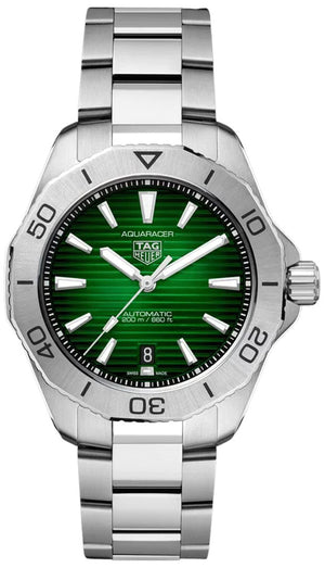 Buy Shop Tag Heuer Aquaracer Professional 200 Automatic Green Dial Silver Steel Strap Watch for Men - WBP2115.BA0627 USA Online