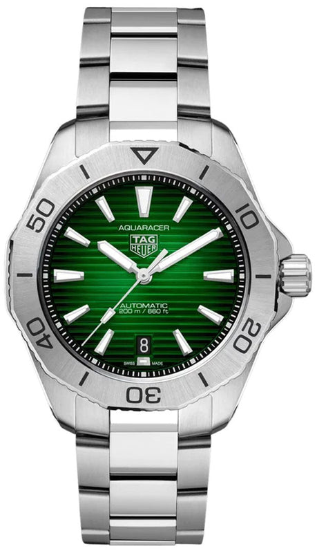 Buy Shop Tag Heuer Aquaracer Professional 200 Automatic Green Dial Silver Steel Strap Watch for Men - WBP2115.BA0627 USA Online
