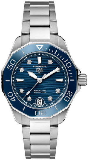 Buy Shop Tag Heuer Aquaracer Professional 300 Automatic Diamonds Blue Dial Silver Steel Strap Watch for Women - WBP231B.BA0618 USA Online