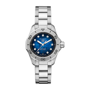Buy Shop Tag Heuer Aquaracer Professional 200 Automatic Diamond Blue Dial Silver Steel Strap Watch for Women - WBP2411.BA0622 USA Online