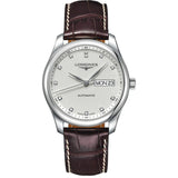 Longines Master Collection Automatic 38.5mm Silver Diamond Dial Brown Leather Strap Watch for Men - L2.755.4.77.3