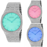 Buy Shop Gucci 25H Quartz Blue Dial Silver Steel Strap Unisex Watch - YA163408 USA Online