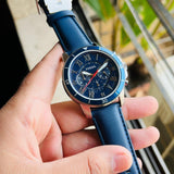 Buy Shop Fossil Grant Chronograph Blue Dial Blue Leather Strap Watch for Men - FS5373 USA Online