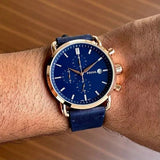 Buy Shop Fossil The Commuter Blue Dial Blue Leather Strap Watch for Men - FS5404 USA Online