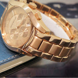 Emporio Armani Valente Chronograph Rose Gold Dial Rose Gold Steel Strap Watch For Men - AR0365