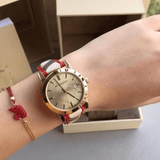Buy Shop Burberry The City Champagne Dial Leather Strap Watch for Women - BU9139 USA Online