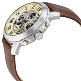Buy Shop Fossil Grant Automatic White Dial Brown Leather Strap Watch for Men - ME3027 USA Online
