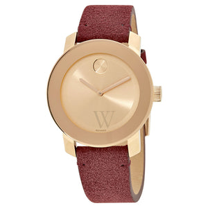 Buy Shop Movado Bold Rose Gold Dial Red Leather Strap Watch for Women - 3600447 USA Online
