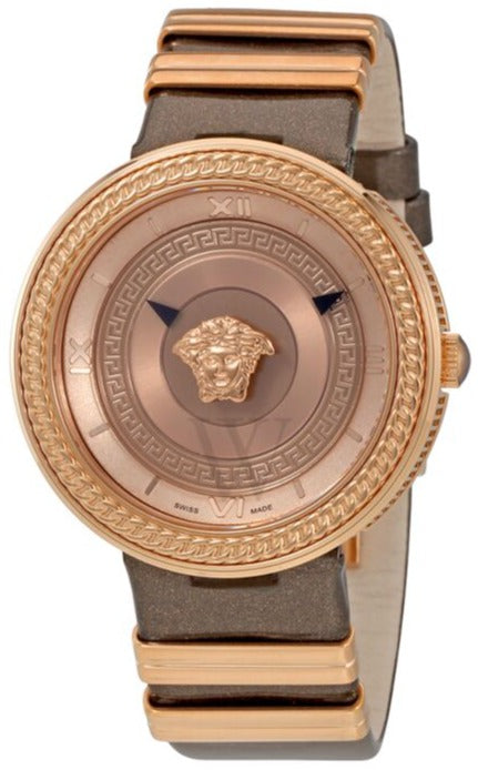Buy Shop Versace V Metal Icon Gold Dial Brown Strap Watch for Women - VLC130016 USA Online