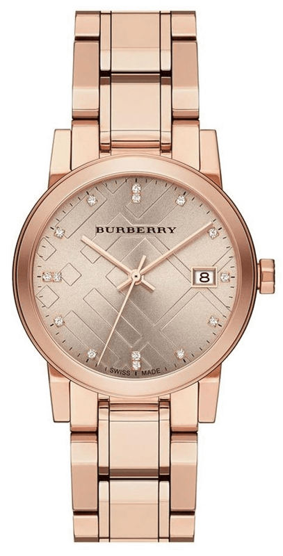 Buy Shop Burberry The City Diamonds Rose Gold Dial Rose Gold Steel Strap Watch for Women - BU9126 USA Online