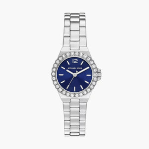 Buy Shop Michael Kors Lennox Three-Hand Blue Dial Silver Steel Strap Watch For Women - MK7397 USA Online