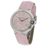Buy Shop Cartier Ballon Bleu De Cartier Pink Dial Pink Leather Strap Watch for Women - WSBB0007 USA Online