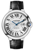 Buy Shop Cartier Ballon Bleu De Cartier Silver Dial Black Leather Strap Watch for Women - WSBB0030 USA Online