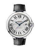 Buy Shop Cartier Ballon Bleu De Cartier Silver Dial Black Leather Strap Watch for Women - WSBB0034 USA Online