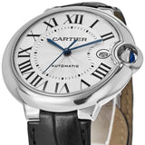 Buy Shop Cartier Ballon Bleu de Cartier Silver Dial Black Leather Strap Watch for Men - WSBB0026 USA Online