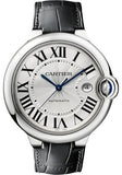 Buy Shop Cartier Ballon Bleu de Cartier Silver Dial Black Leather Strap Watch for Men - WSBB0026 USA Online