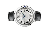 Buy Shop Cartier Ballon Bleu de Cartier Silver Dial Black Leather Strap Watch for Men - WSBB0026 USA Online