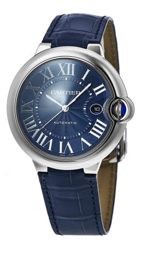 Buy Shop Cartier Ballon Bleu De Cartier Blue Dial Blue Leather Strap Watch for Men - WSBB0027 USA Online