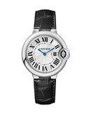 Buy Shop Cartier Ballon Bleu De Cartier Silver Dial Black Leather Strap Watch for Women - WSBB0028 USA Online