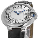 Buy Shop Cartier Ballon Bleu De Cartier Silver Dial Black Leather Strap Watch for Women - WSBB0034 USA Online