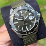 Tag Heuer Aquaracer Black Dial Khakhi Green NATO Strap Watch for Men - WAY101E.FC8222