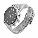 Buy Shop Emporio Armani Luigi Black Dial Silver Mesh Bracelet Watch For Men - AR8032 USA Online