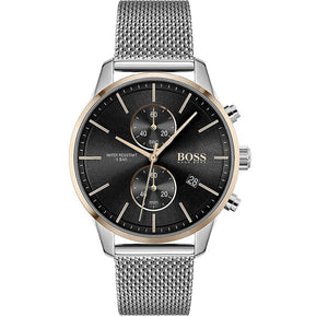 Buy Shop Hugo Boss Associate Black Dial Silver Mesh Bracelet Watch for Men - 1513805 USA Online
