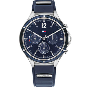 Buy Shop Tommy Hilfiger Eve Chronograph Quartz Blue Dial Blue Rubber Strap Watch For Women - 1782281 USA Online