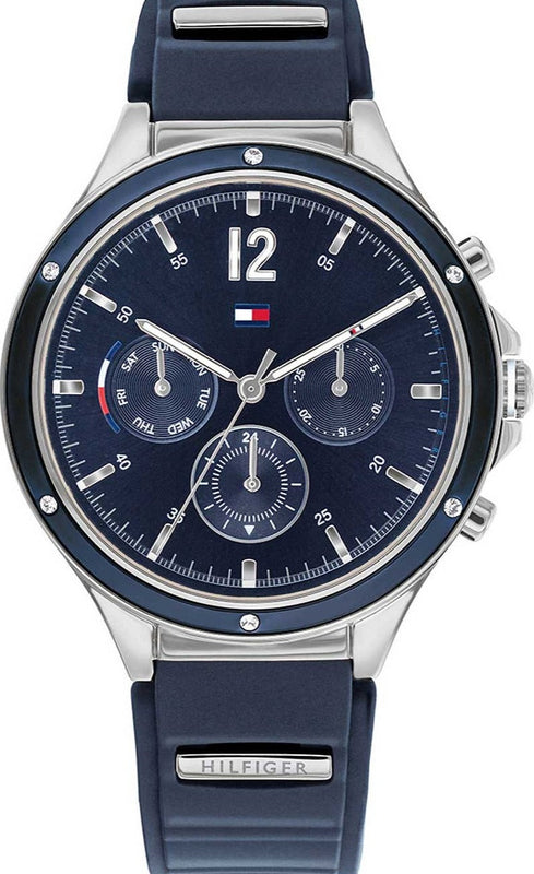 Buy Shop Tommy Hilfiger Eve Chronograph Quartz Blue Dial Blue Rubber Strap Watch For Women - 1782281 USA Online