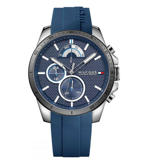 Buy Shop Tommy Hilfiger Decker Quartz Blue Dial Blue Rubber Strap Watch for Men - 1791350 USA Online
