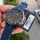 Buy Shop Tommy Hilfiger Digital Analog Blue Dial Blue Rubber Strap Watch For Men - 1791761 USA Online