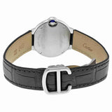 Buy Shop Cartier Ballon Bleu de Cartier Diamonds Silver Dial Black Leather Strap Watch for Women - W4BB0008 USA Online