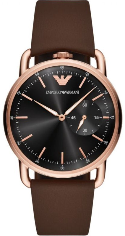 Buy Shop Emporio Armani Aviator Quartz Black Dial Brown Leather Strap Watch For Men - AR11337 USA Online