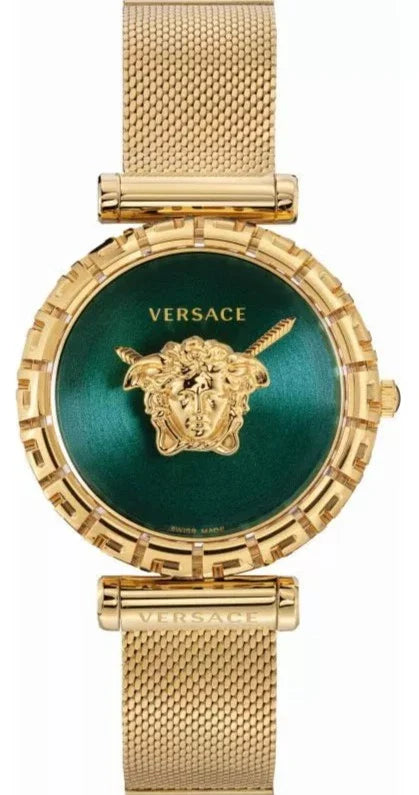 Buy Shop Versace Palazzo Empire Greca Green Dial Gold Mesh Bracelet Watch for Women - VEDV00819 USA Online