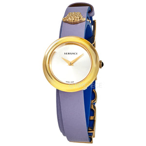 Buy Shop Versace V-Flare Silver Dial Purple Leather Strap Watch for Women - VEBN00318 USA Online