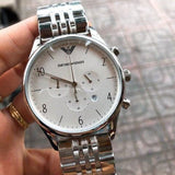Buy Shop Emporio Armani Classic Chronograph Silver Dial Silver Steel Strap Watch For Men - AR1879 USA Online