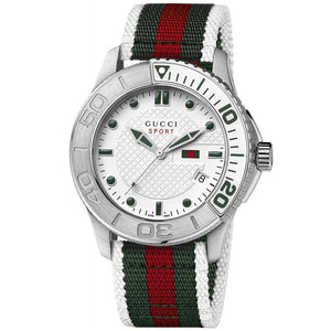 Buy Shop Gucci G Timeless White Dial Two Tone Nylon Strap Watch For Men - YA126231 USA Online