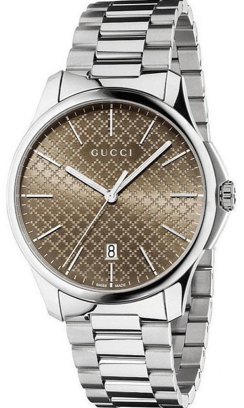 Buy Shop Gucci G Timeless Quartz Brown Dial Silver Steel Strap Watch for Men - YA126317 USA Online