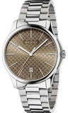 Buy Shop Gucci G Timeless Quartz Brown Dial Silver Steel Strap Watch for Men - YA126317 USA Online