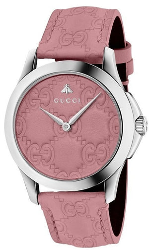 Buy Shop Gucci G Timeless Quartz Candy Pink Dial Pink Leather Strap Watch For Women - YA1264030 USA Online