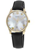 Buy Shop Gucci G-Timeless Mother of Pearl Dial Black Leather Strap Watch For Women - YA1264044 USA Online