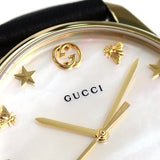 Buy Shop Gucci G-Timeless Mother of Pearl Dial Black Leather Strap Watch For Women - YA1264044 USA Online