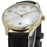 Buy Shop Gucci G-Timeless Mother of Pearl Dial Black Leather Strap Watch For Women - YA126589 USA Online