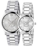 Buy Shop Gucci G Timeless Quartz Silver Dial Silver Steel Strap Watch For Women - YA126595 USA Online