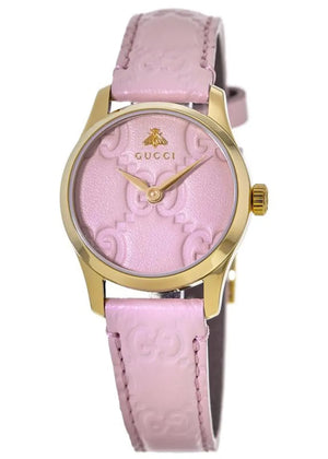 Buy Shop Gucci G Timeless Quartz Pink Dial Pink Leather Strap Watch For Women - YA1265005 USA Online
