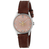 Gucci G Timeless Quartz Diamonds Pink Dial Red Leather Strap Watch For Women - YA1265017