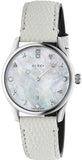 Buy Shop Gucci G-Timeless Mother of Pearl White Dial White Leather Strap Watch For Women - YA126597 USA Online