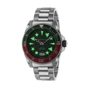 Buy Shop Gucci Dive Quartz Green Dial Silver Steel Strap Watch For Men - YA136222 USA Online