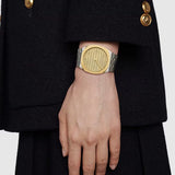 Buy Shop Gucci 25H Quartz Gold Dial Silver Steel Strap Watch for Men - YA163405 USA Online